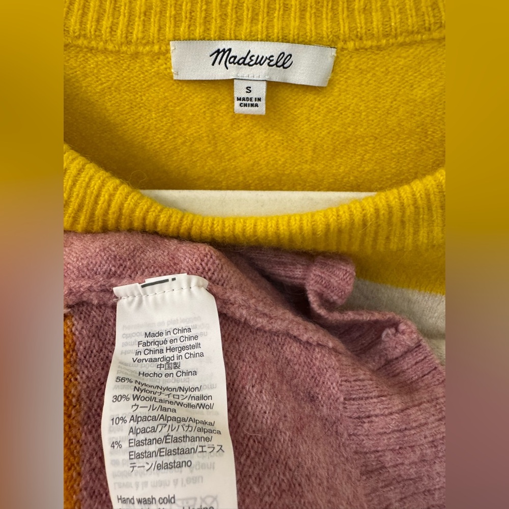 Madewell Sweater Striped Gladwell BalloonSleeve Wool Alpaca Pullover sizeS - Picture 4 of 5